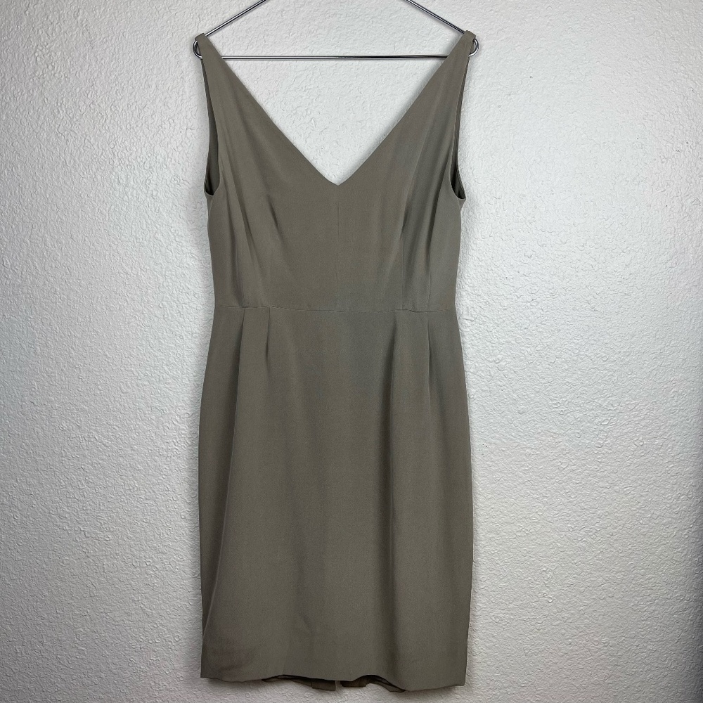 Donna Karan New York Grey Silk V-Neck Dress